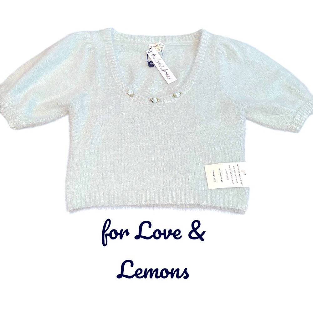 FOR LOVE & LEMONS ANASTASIA SWEATER IN SKY BLUE NWT